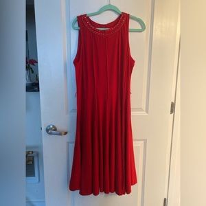 NWOT Beautiful red dress, beaded neckline